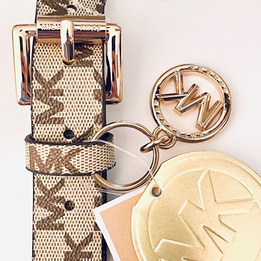 NWT Gorgeous Michael Kors L/XL Waist Fanny Pack Tan Brown Gold Monogram Belt Bag - Picture 5 of 12